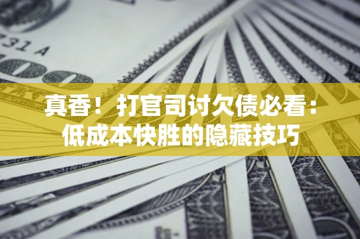 济南真香！打官司讨欠债必看：低成本快胜的隐藏技巧